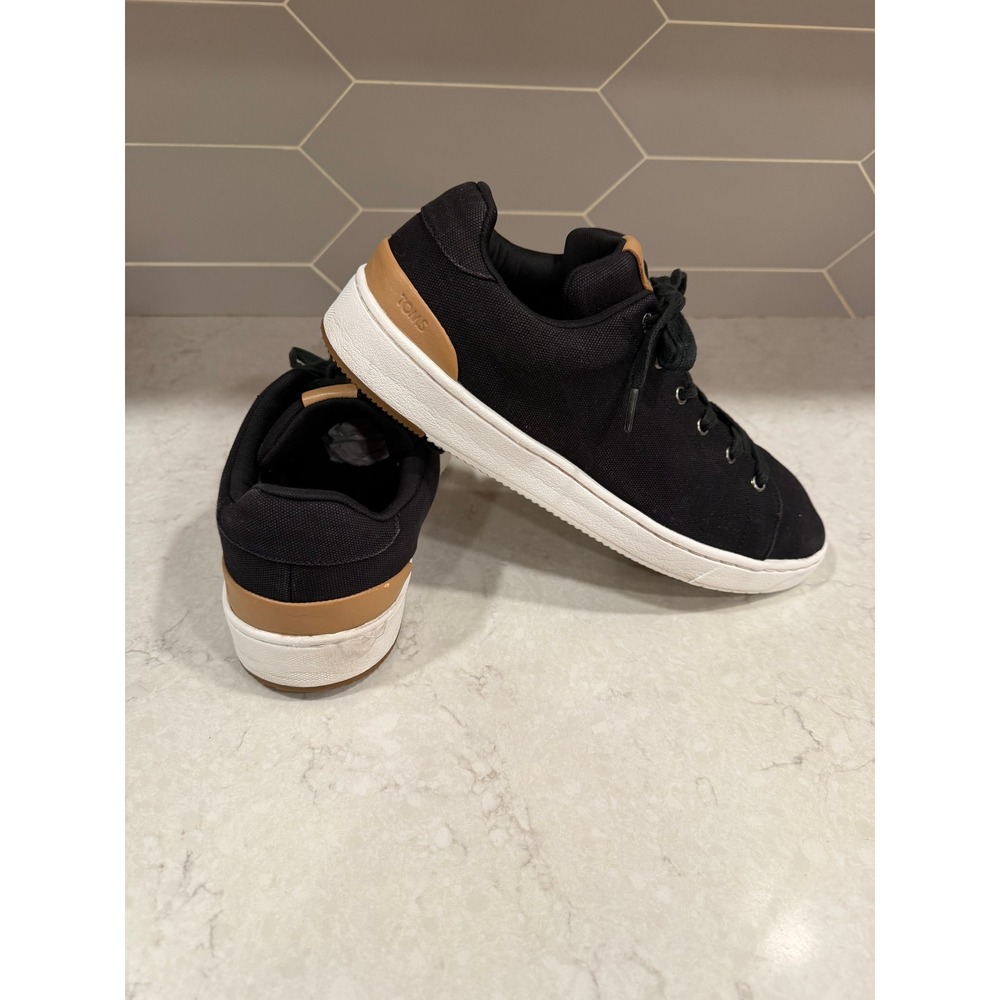 TOMS TRVL LITE Low Sneakers Black Canvas Tan Accents Mens 13 10016350
